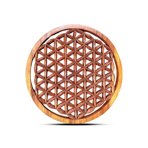 [WDW-17] Panel Decorativo Redondo de Madera con Flor de la Vida 40cm