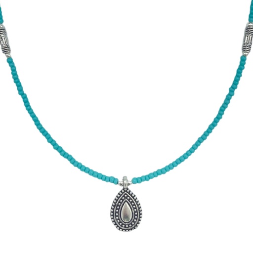 [NEF-02] Collar nepalí de gemas extrafinas - Turquesa y lágrima