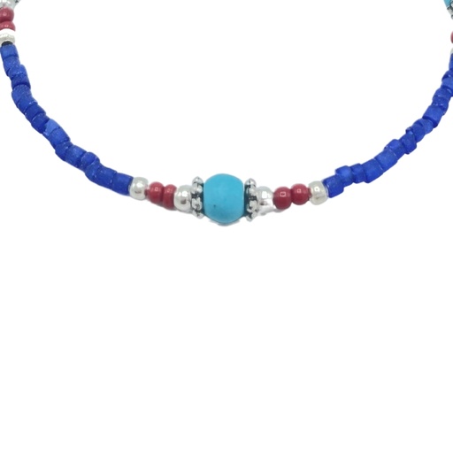 [NEF-07] Pulsera Nepalesa Gema Extra Fina- Onix Azul