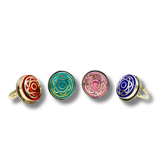 [NGR-01] Anillo redondo estilo nepalí (4 colores)