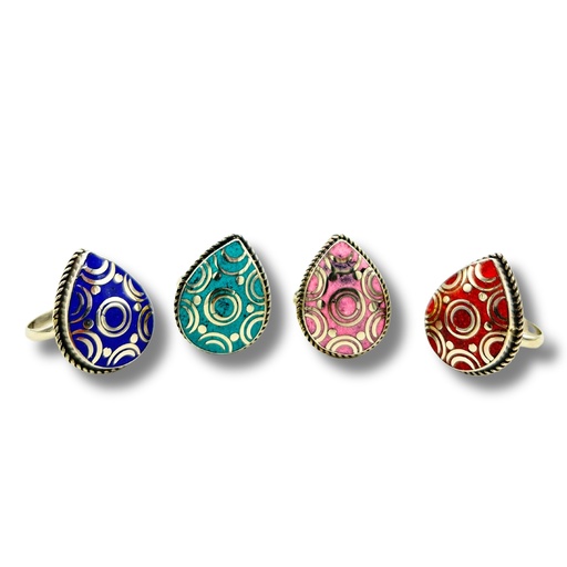 [NGR-02] Anillo de lágrimas estilo nepalí (4 colores)