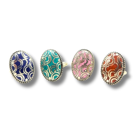 [NGR-03] Anillo ovalado estilo nepalí (4 colores)