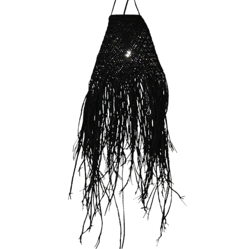 [RTL-11] Pantalla de Lámpara de Suspensión Negra Trenzada - 20x15cm