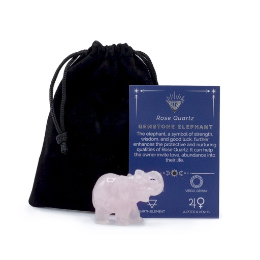 [GemF-55] Piedra Preciosa Elefante de la Suerte - Cuarzo Rosa 50x35x25mm