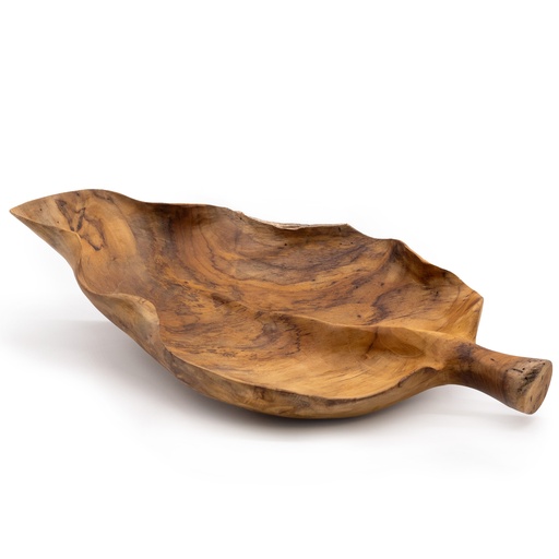 [TeakB-34] Frutero grande de madera de teca en forma de hoja - 40x24x5cm