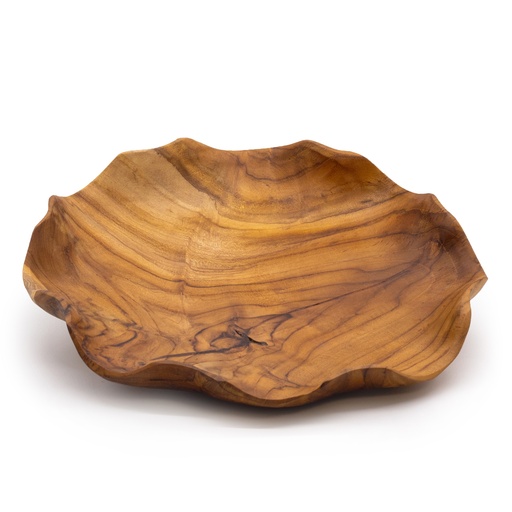 [TeakB-36] Frutero redondo liso de madera de teca - 28x5.5cm