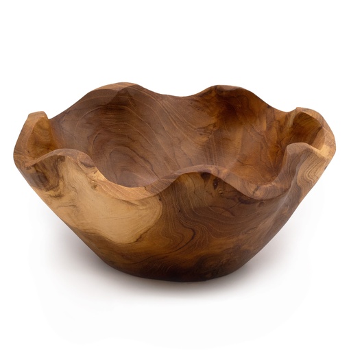 [TeakB-37] Frutero mediano de madera de teca lisa - 21x9cm