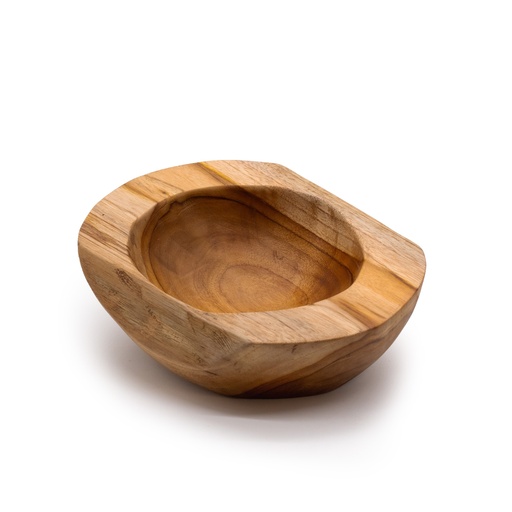 [TeakB-38] Cuenco mediano de madera de teca con forma natural - 20x7cm