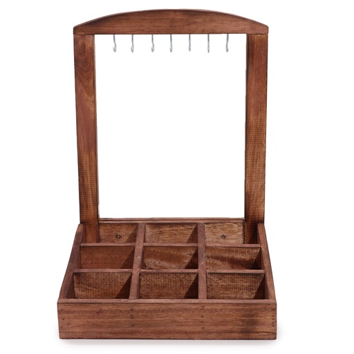 [PPSF-15] Soporte Colgante y Bandeja de Exhibición - 9 Compartimentos (3x3) - Madera Oscura