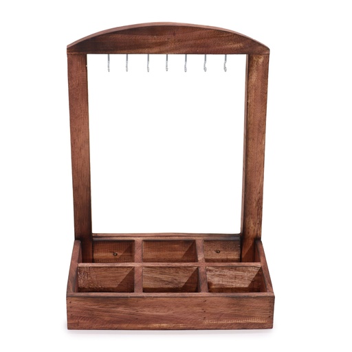 [PPSF-16] Soporte Colgante y Bandeja de Exhibición - 6 Compartimentos (2x3) - Madera Oscura