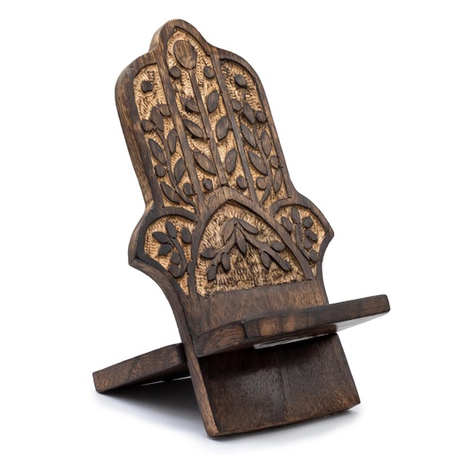 [NMH-06] Soportes de teléfono de madera tallada - Hamsa 20x9.5cm