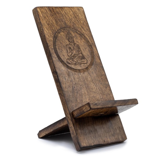 [NMH-09] Soportes de teléfono de madera tallada - Buda 20x9.5cm