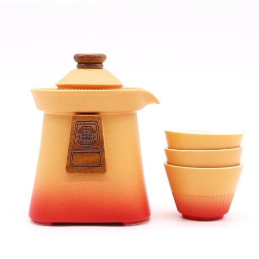[TeaP-33] Juego de tetera Temple y tres tazas - Tierra Naranja