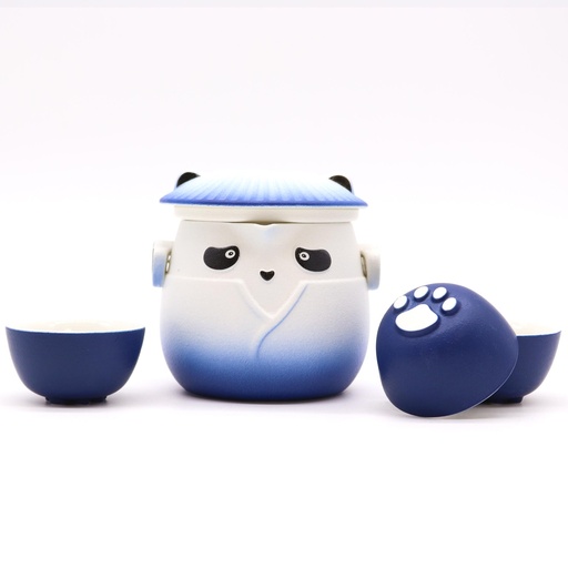[TeaP-34] Juego de tetera Panda y tres tazas - Azul Cielo