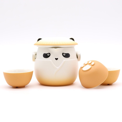 [TeaP-35] Juego de tetera Panda y tres tazas - Naranja