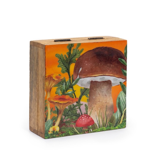 [ENBT-03] Caja Med Cuadrada 13.5x13.5x6cm - Diseño Champiñón Granate