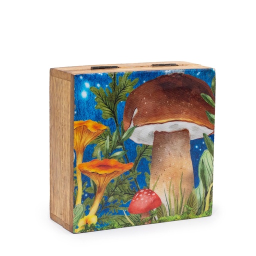 [ENBT-04] Caja Med Cuadrada 13.5x13.5x6cm - Diseño Champiñón Turquesa