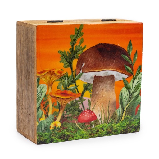 [ENBT-05] Caja Cuadrada Grande 15x17.5x8cm - Diseño Champiñón Granate