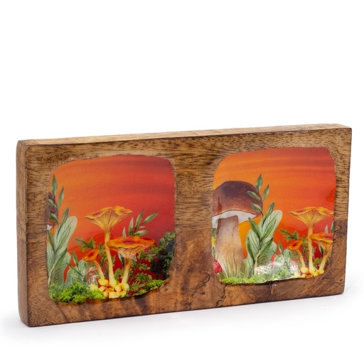 [ENBT-09] Bandeja doble 20x10x2.5cm - Diseño seta Granate