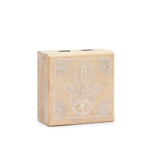 [ETBT-03] Caja Cuadrada Pequeña 10x10x4,2cm - Hamsa Blanco
