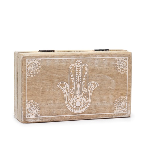 [ETBT-07] Caja cuadrada mediana 17x10x4,2cm - Hamsa Blanco