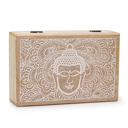 [ETBT-09] Caja rectangular grande 21.5x14x6.3cm - Cara de Buda Blanco