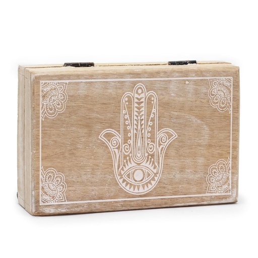 [ETBT-11] Caja rectangular grande 21.5x14x6.3cm - Hamsa Blanco