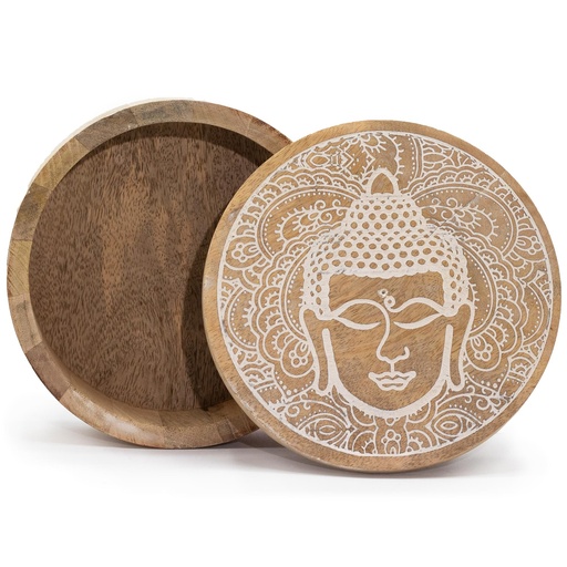 [ETBT-13] Caja Redonda Grande 17,5x7,5cm - Cara de Buda Blanca