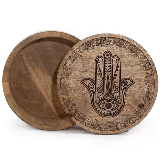 [ETBT-16] Caja redonda grande 17,5x7,5cm - Hamsa Negro