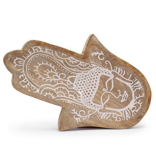 [ETBT-19] Bandeja larga 30x20.5x2.5cm - Hamsa con Buda Blanco