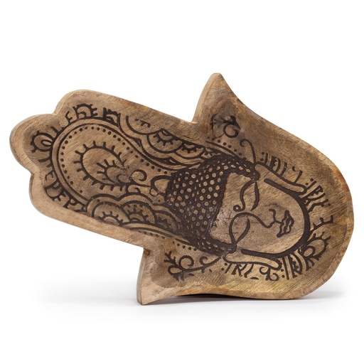 [ETBT-20] Bandeja larga 30x20.5x2.5cm - Hamsa con Buda Negro
