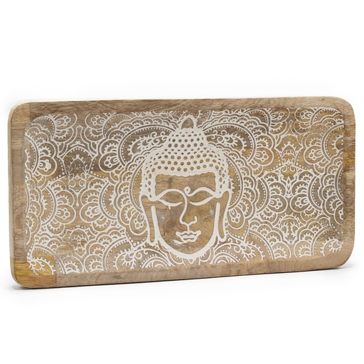 [ETBT-21] Bandeja Larga 30x15x2,5cm - Cara de Buda Blanco