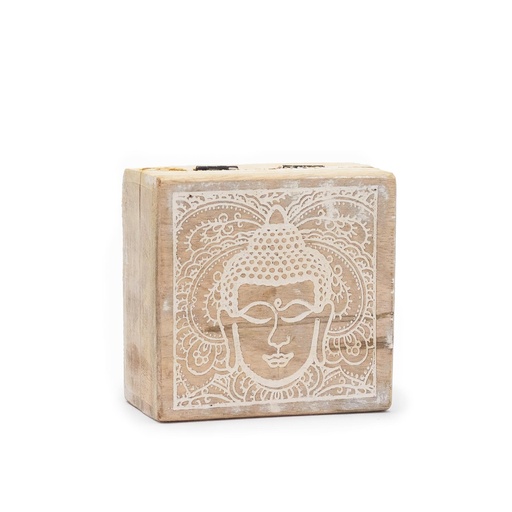 [ETBT-01] Caja Cuadrada Pequeña 10x10x4.2cm - Cara de Buda Blanca