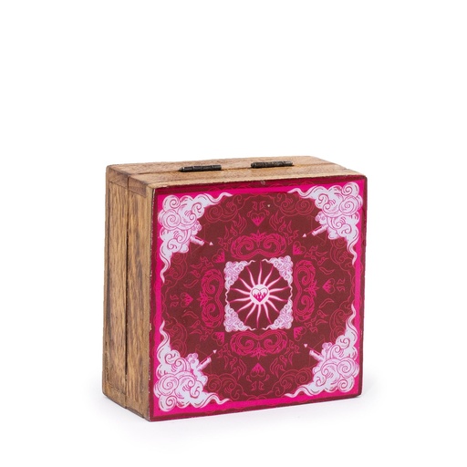 [HHENBT-01] Caja cuadrada esmaltada pequeña 10x10x4,2cm - Sol Rojo - HOP HARE