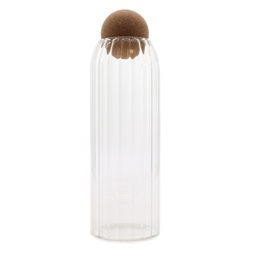 [CGJ-10] Tarro de cristal Cottage con bola de corcho - Acanalado - 25 cm