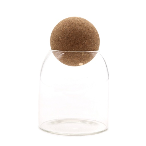 [CGJ-12] Tarro de cristal Cottage con bola de corcho - Transparente - 10 cm