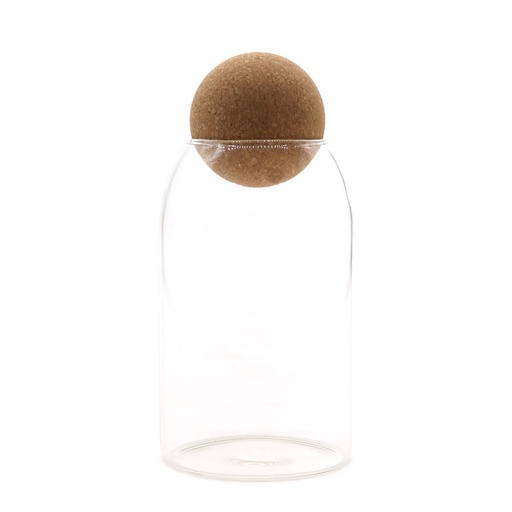 [CGJ-13] Tarro de cristal Cottage con bola de corcho - Transparente - 15 cm