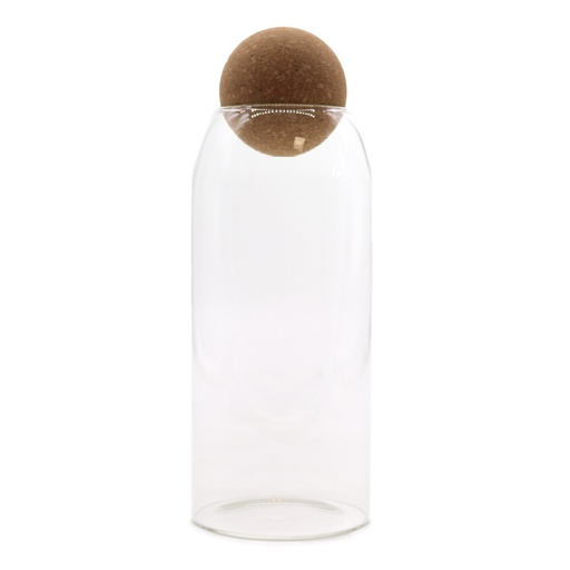 [CGJ-14] Tarro de cristal Cottage con bola de corcho - Transparente - 20 cm