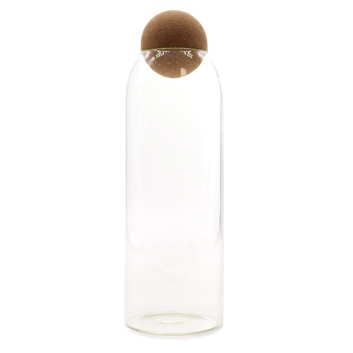 [CGJ-15] Tarro de cristal Cottage con bola de corcho - Transparente - 25 cm