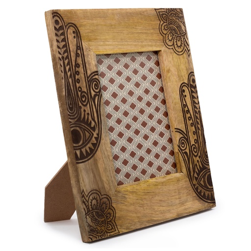 [MWPF-04] Marco Grande de Madera de Mango (para 13x18cm) 28x23x2cm - Hamsa Negro
