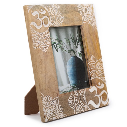 [MWPF-05] Marco Grande de Madera de Mango (para 13x18cm) 28x23x2cm - Mandala Blanco