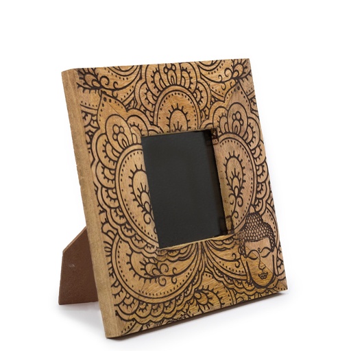 [MWPF-14] Pequeño Marco de Madera de Mango (para 10x15cm) 20x20x2cm - Buda Negro