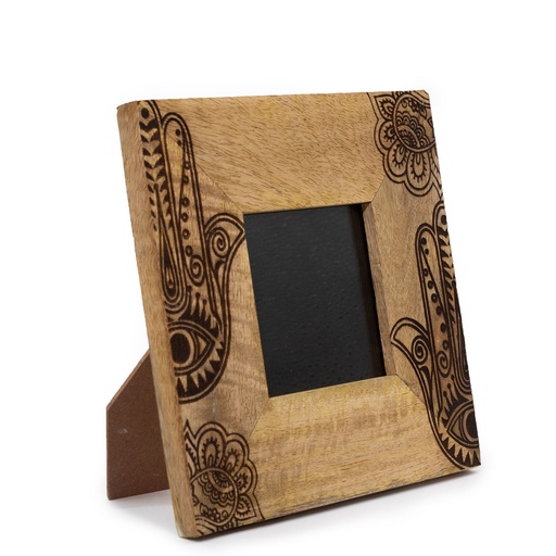 [MWPF-16] Pequeño Marco de Madera de Mango (para 10x15cm) 20x20x2cm - Hamsa Negro