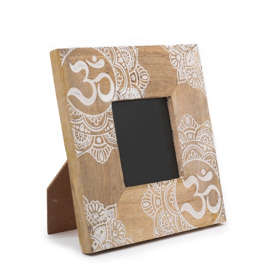 [MWPF-17] Pequeño Marco de Madera de Mango (para 10x15cm) 20x20x2cm - Mandala Blanco