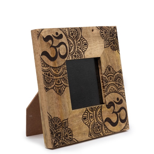 [MWPF-18] Pequeño Marco de Madera de Mango (para 10x15cm) 20x20x2cm - Mandala Negro