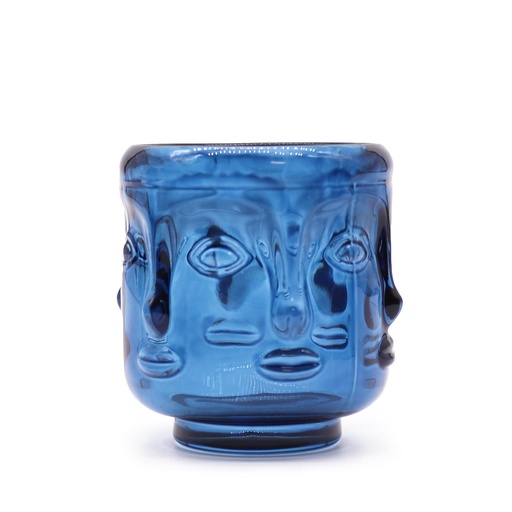 [GCHD-21] Tarro de vela con caras de Buda - Azul real