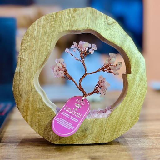 [GemTG-01] Jardín de Árbol de Gemas - Anillo de Madera - Cuarzo Rosa - 60 Chips