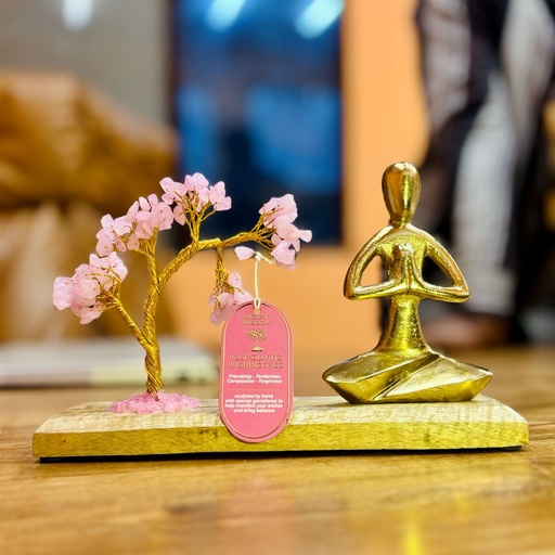 [GemTG-09] Jardín de Gemas Yoga Namaste - Árbol Inclinada de Cuarzo Rosa - 100 Chips