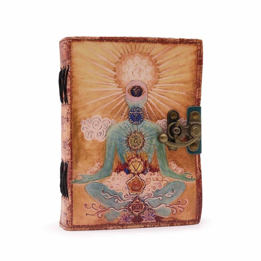 [LBN-62] Cuaderno de Cuero - Buda 7 Chakras - 12,5x17,5cm