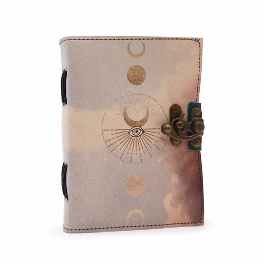 [LBN-63] Cuaderno de Cuero  - Fases de la Luna - 12,5x17,5cm